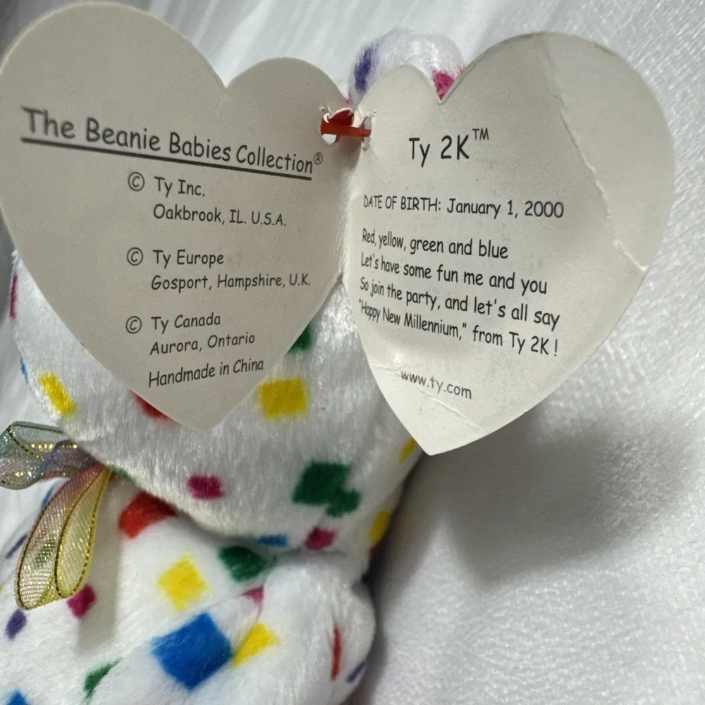 Ty 2K Beanie Baby‎ Bear Plush Toy Confetti Squares January 1 2000